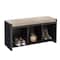 Honey Can Do Black 3-Cube Storage Bench with Cushion and Cubby Holes